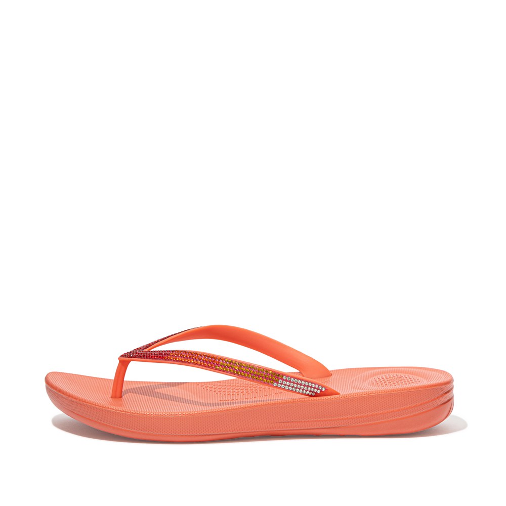Fitflop Womens Flip-flops - Iqushion Ombré Sparkle - Coral Pink - 761-VGPUFD